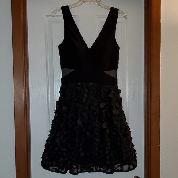 Aqua Formal Black Floral skirt dress ASO Zooey Deschanel - Picture 2 of 8